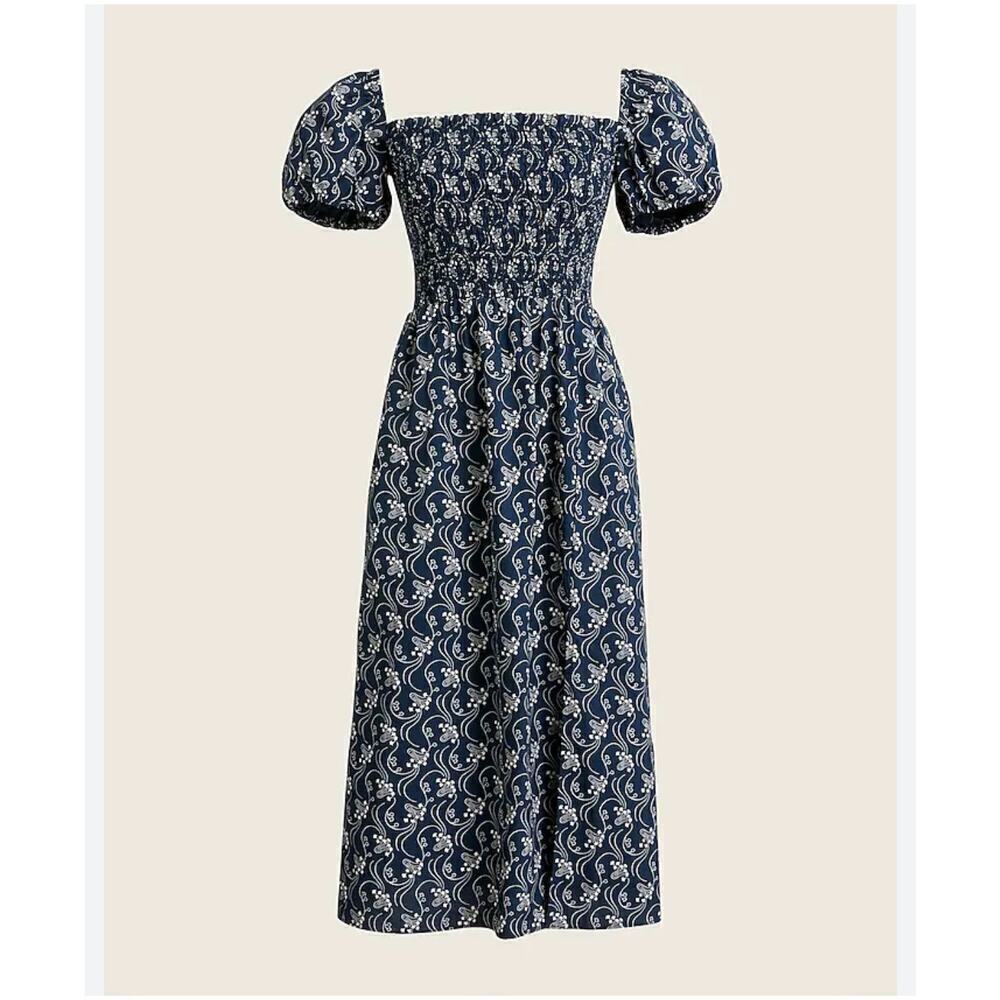 J. Crew Short-sleeve smocked dress in starry swirl